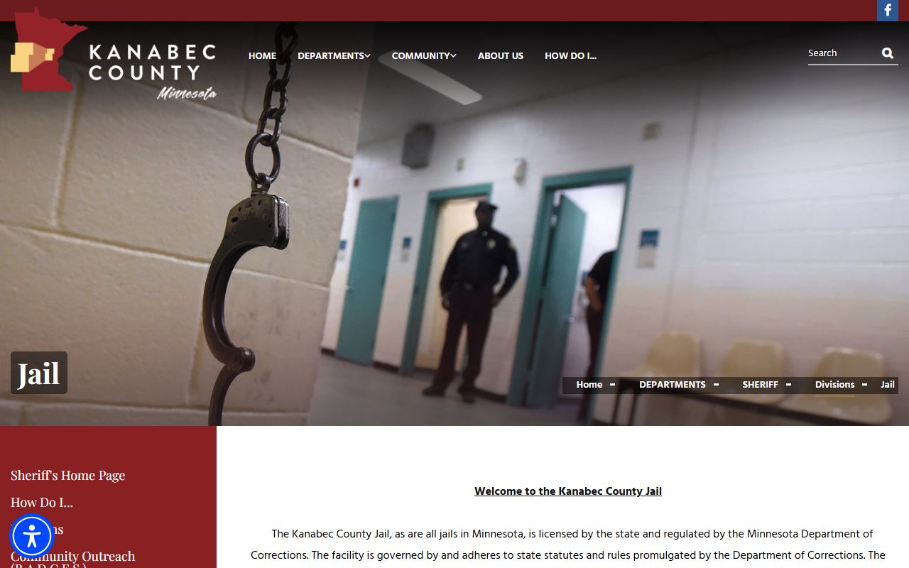 Kanabec County Jail information page for inmate records and visitation